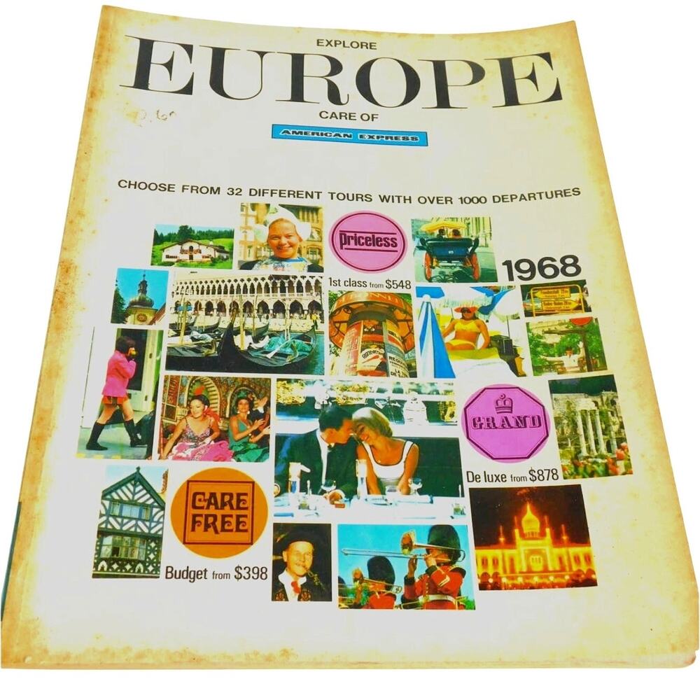 Vintage Explore Europe American Express Travel Brochure 1968